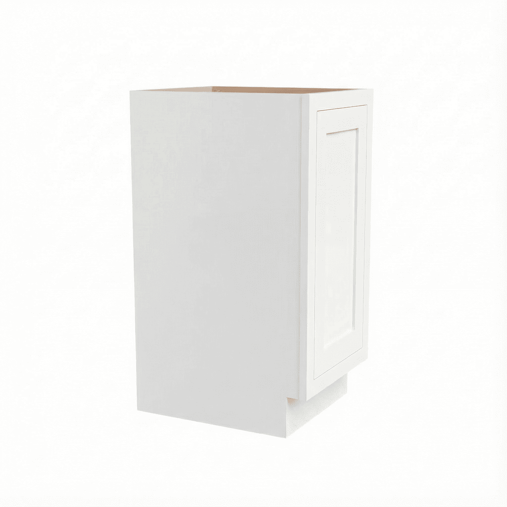 Inset Origami White RTA 12-21"W x 34.5"H x 25"D 4-Size Full Height Single Door Base Cabinet