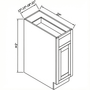 Inset Origami White RTA 12-21"W x 34.5"H x 25"D 4-Size Single Drawer Base Cabinet with 1 Door