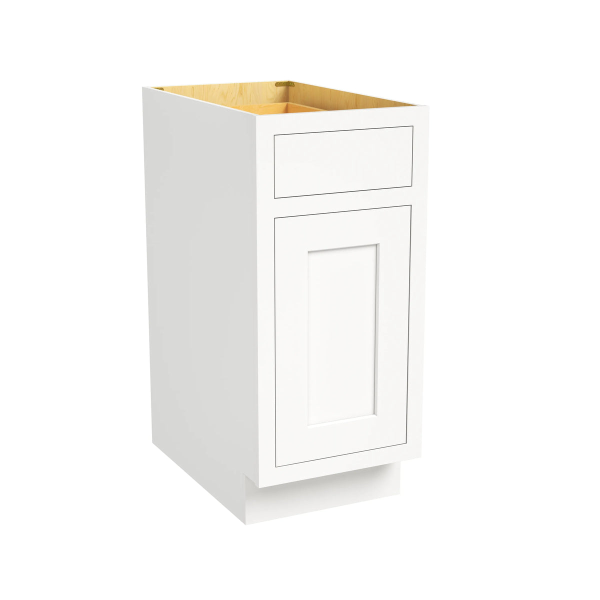 Inset Origami White RTA 12-21"W x 34.5"H x 25"D 4-Size Single Drawer Base Cabinet with 1 Door
