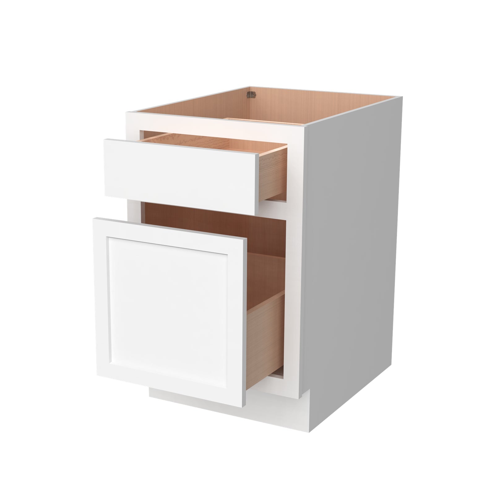 Inset Origami White RTA 18"W x 34.5"H x 25"D Base Waste Basket Cabinet with 2 Bins
