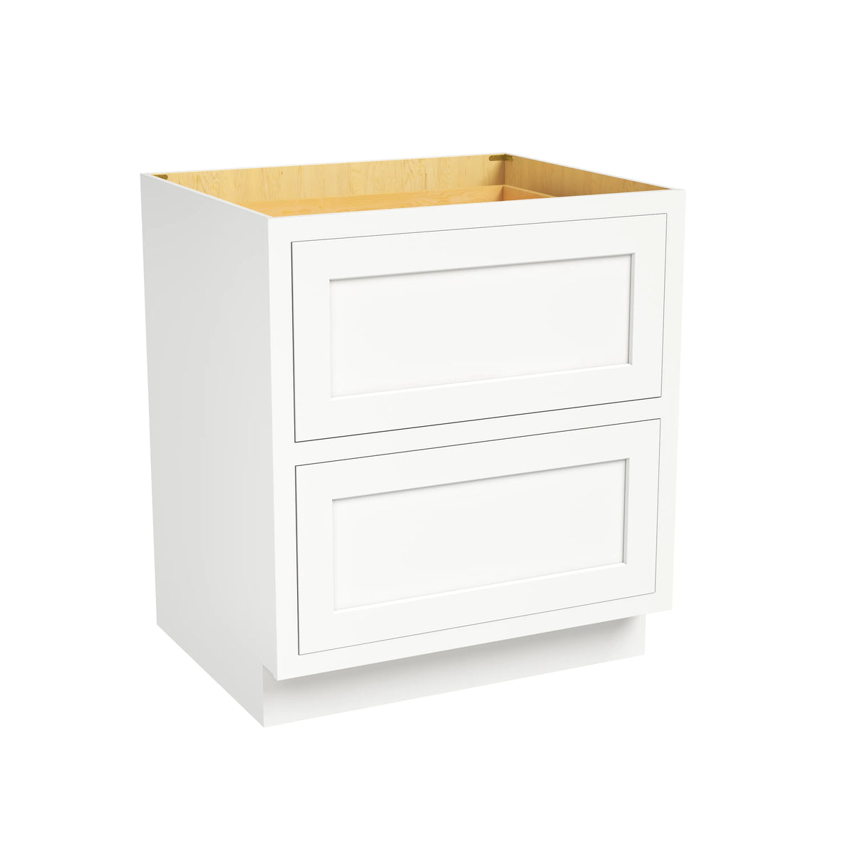 Inset Origami White RTA 24-30"W x 34.5"H x 25"D 2-Size Base Cabinet with 2 Drawers