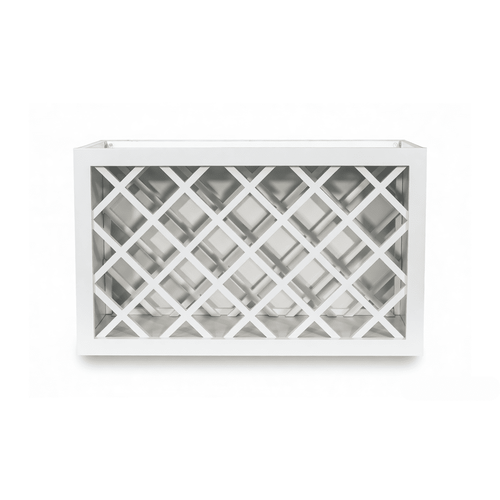 Inset Origami White RTA 24-36"W x 15-30"H x 13.5"D 5-Size Diamond Lattice Wine Grid Wall Rack Cabinet