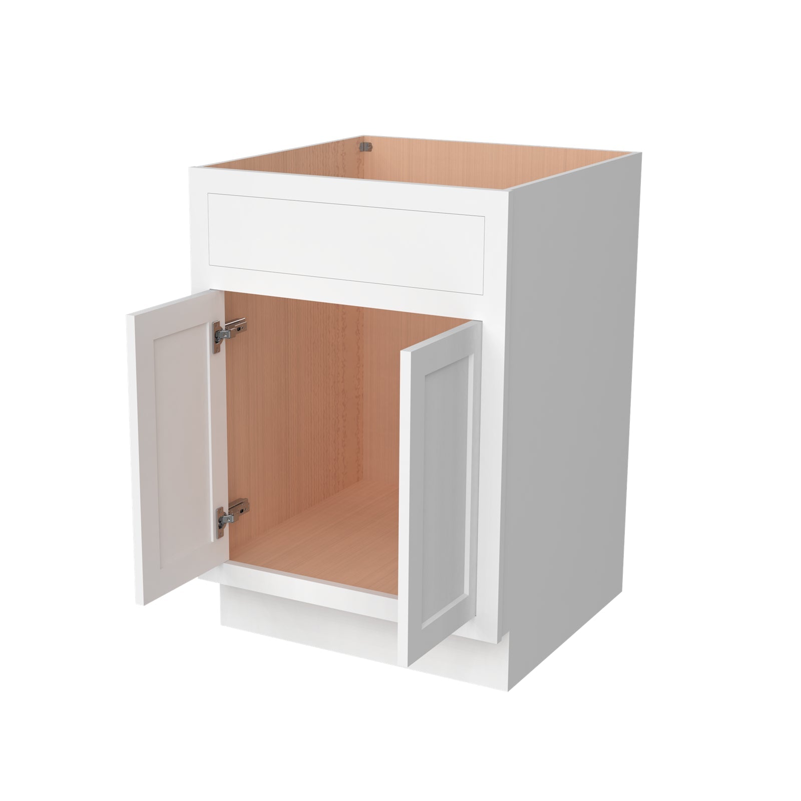 Inset Origami White RTA 24-36"W x 34.5"H x 25"D 5-Size Sink Base Cabinet with 2 Doors and 1 False Drawer