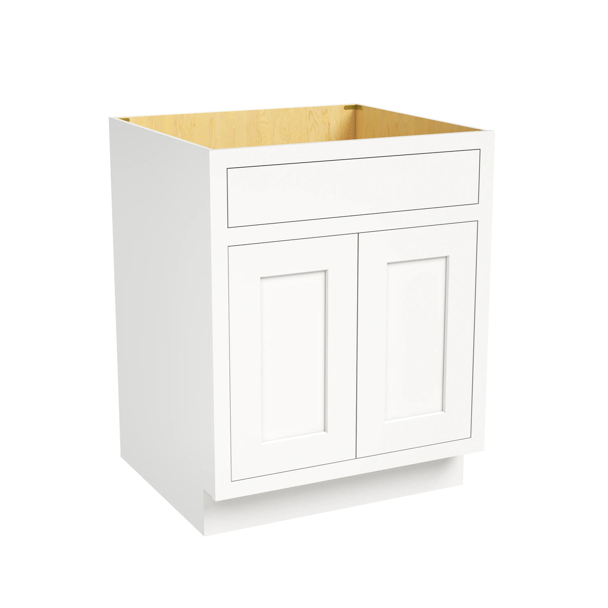 Inset Origami White RTA 24-36"W x 34.5"H x 25"D 5-Size Sink Base Cabinet with 2 Doors and 1 False Drawer