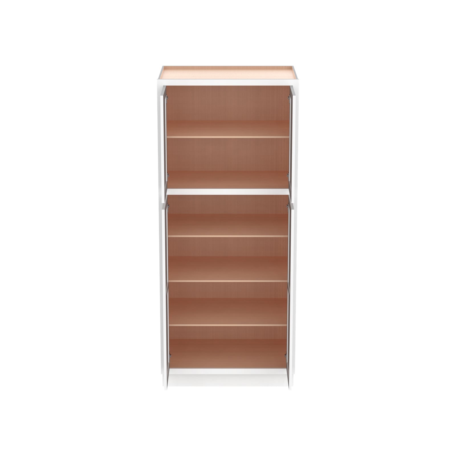 Inset Origami White RTA 24-36"W x 84-96"H x 25"D 9-Size Pantry Cabinet with 4 Doors and 4 Shelves