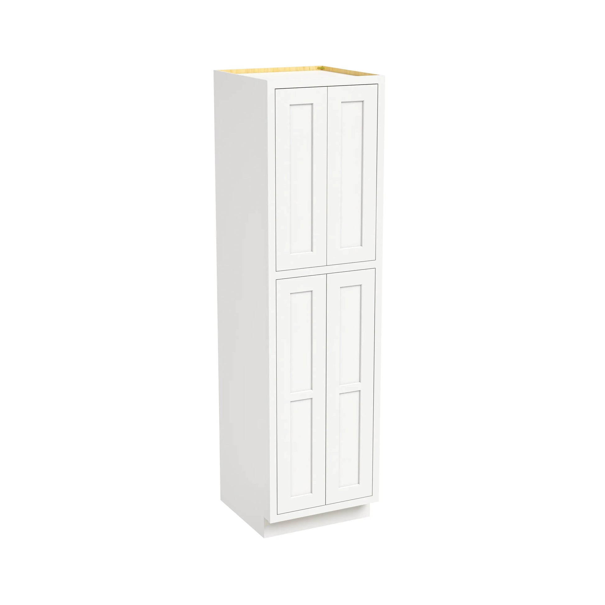 Inset Origami White RTA 24-36"W x 84-96"H x 25"D 9-Size Pantry Cabinet with 4 Doors and 4 Shelves