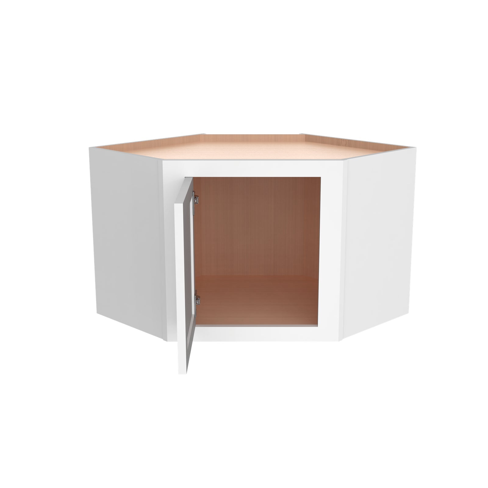 Inset Origami White RTA 25.5"W x 18-42"H x 13.5"D 4-Size Diagonal Corner Wall Cabinet with 2-3 Shelves