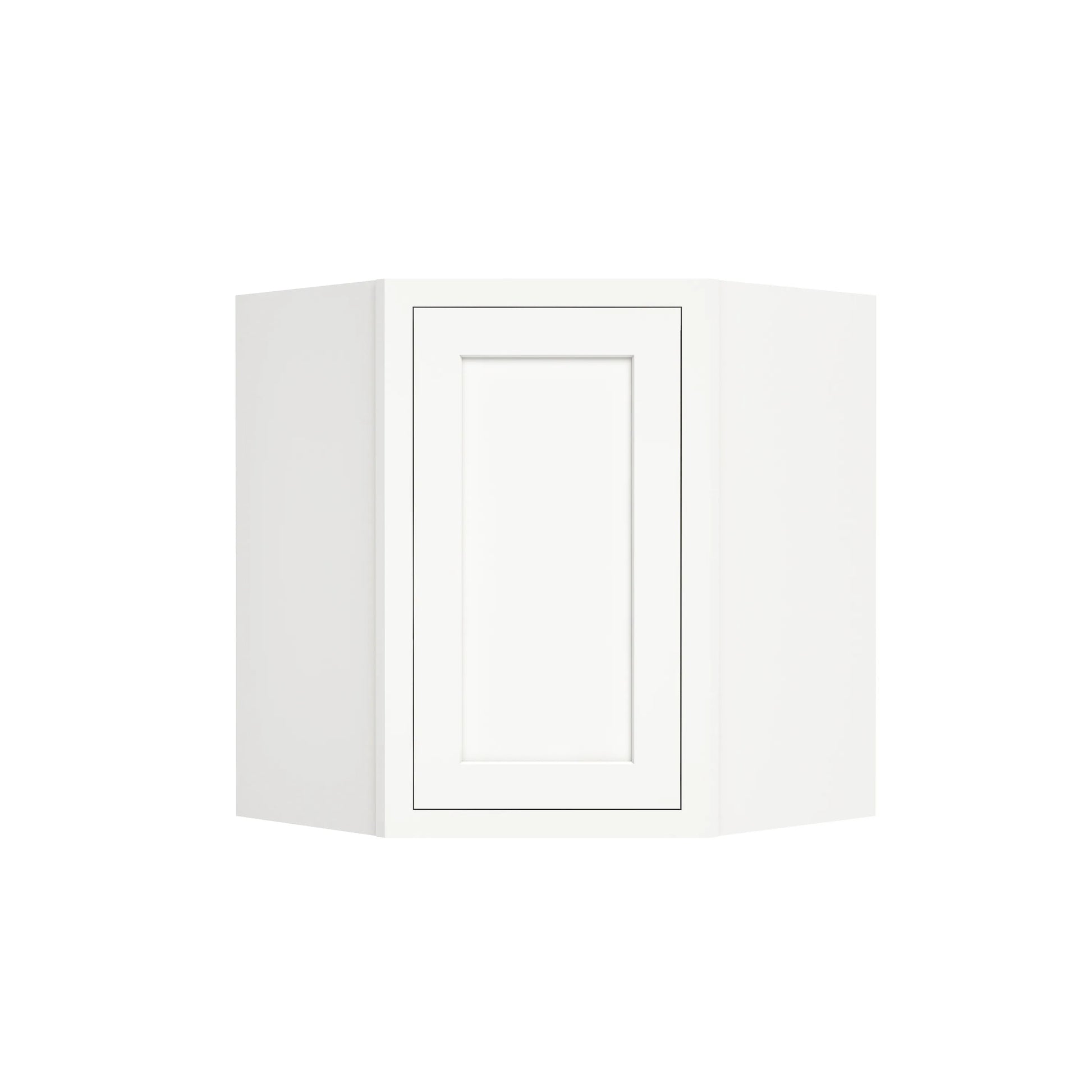 Inset Origami White RTA 25.5"W x 18-42"H x 13.5"D 4-Size Diagonal Corner Wall Cabinet with 2-3 Shelves