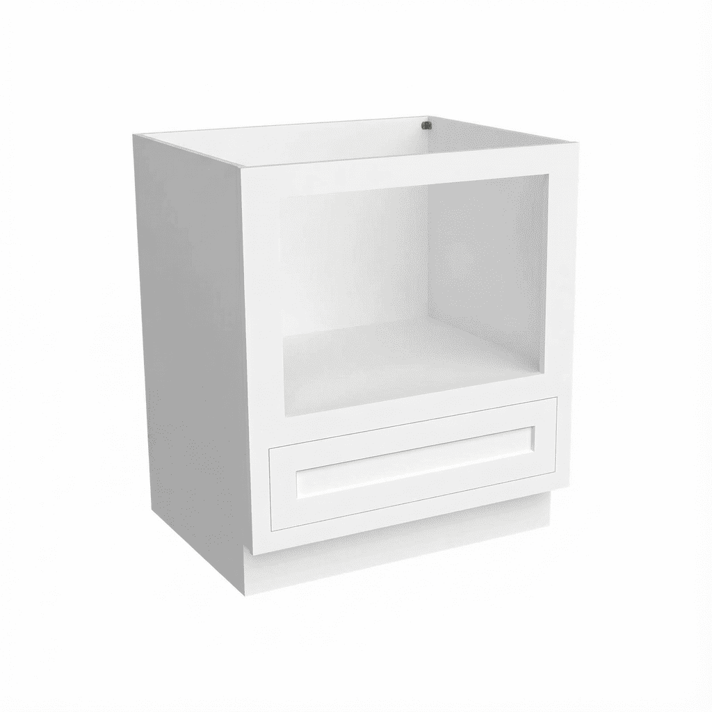 Inset Origami White RTA 27-30"W x 34.5"H x 25"D 2-Size Drawer Base Cabinet with Microwave Opening