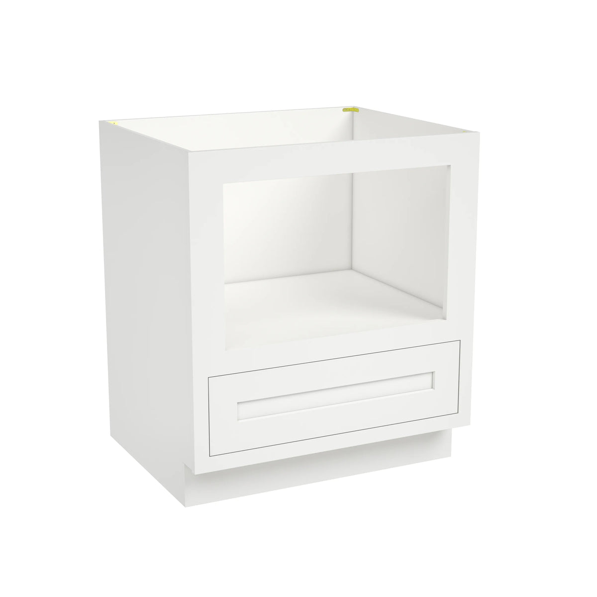 Inset Origami White RTA 27-30"W x 34.5"H x 25"D 2-Size Drawer Base Cabinet with Microwave Opening