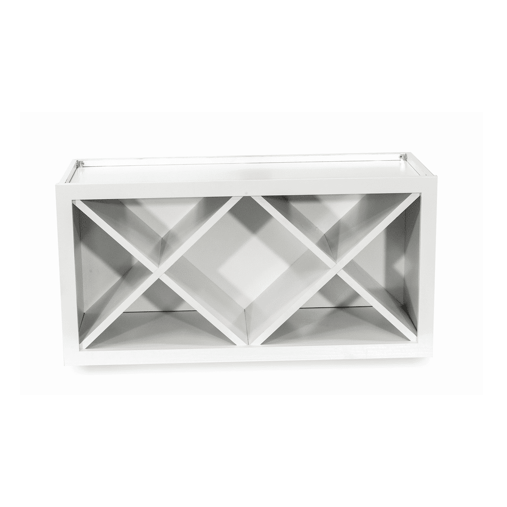 Inset Origami White RTA 30-36"W x 15-18"H x 13.5"D 4-Size X-Shaped Wine Grid Wall Rack Cabinet