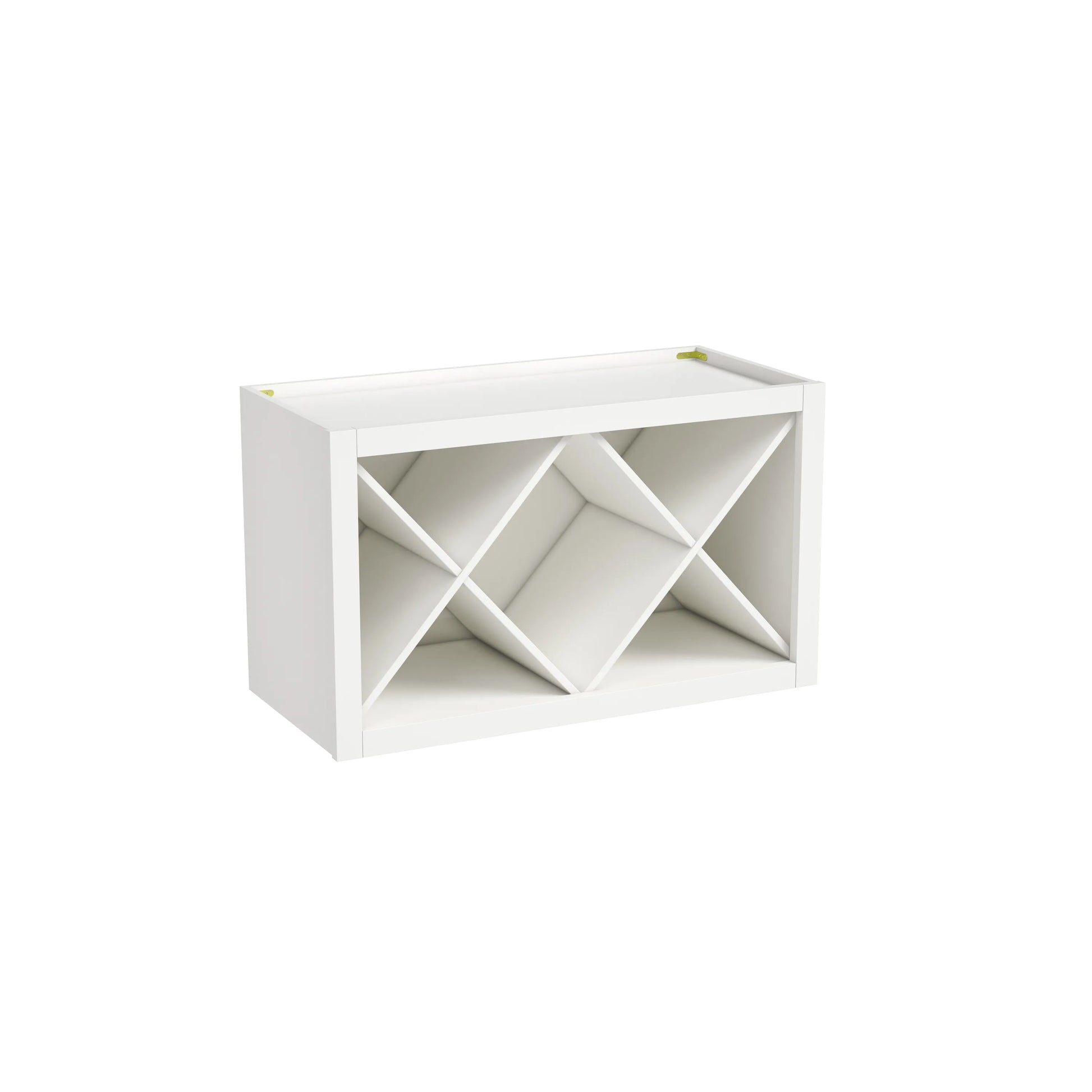 Inset Origami White RTA 30-36"W x 15-18"H x 13.5"D 4-Size X-Shaped Wine Grid Wall Rack Cabinet