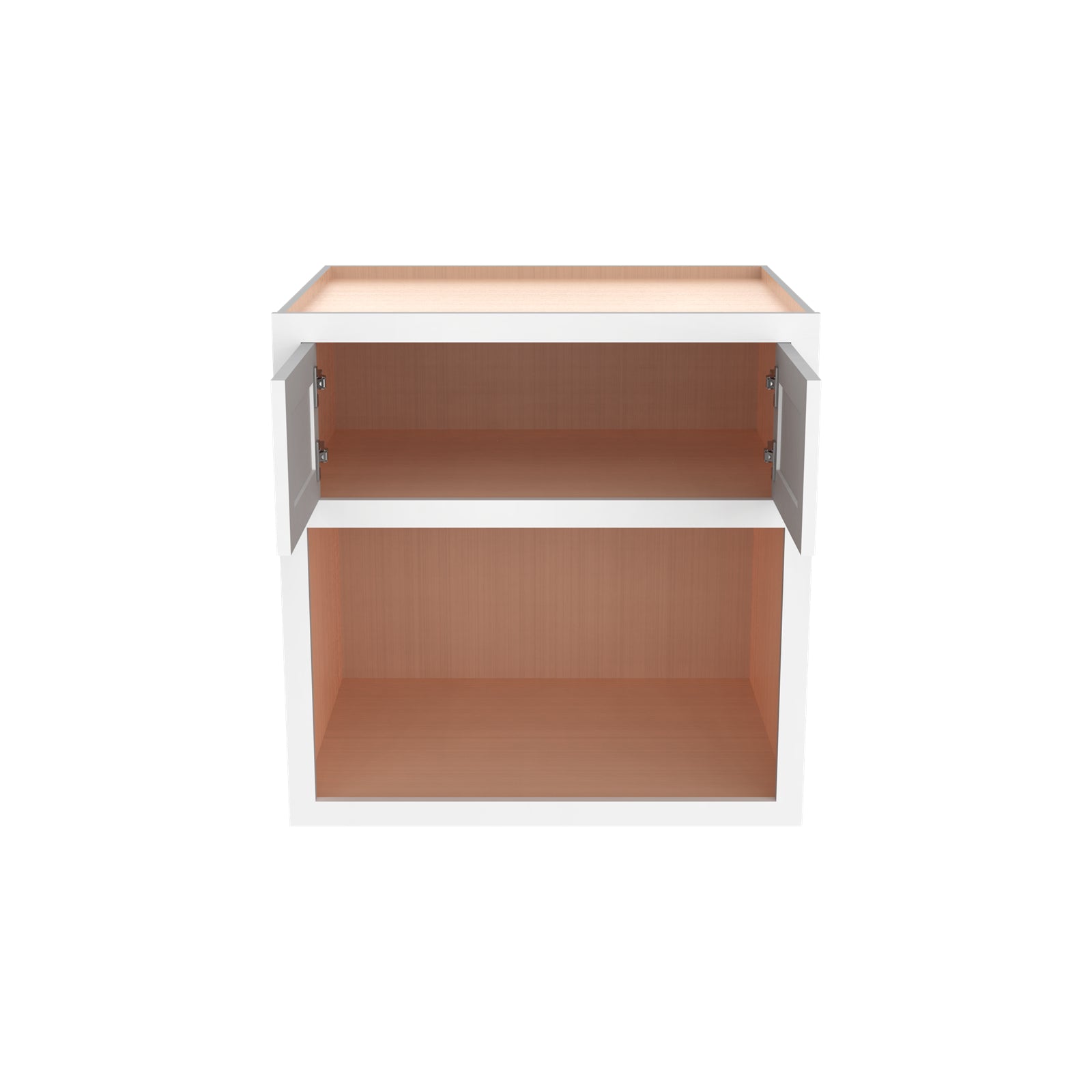 Inset Origami White RTA 30"W x 30-42"H x 25"D 3-Size Double Doors Wall Cabinet with Microwave Opening