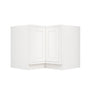 Inset Origami White RTA 34-37"W x 34.5"H x 25"D 2-Size Lazy Susan Base Cabinet with Pull-out Shelf and Bi-fold Door