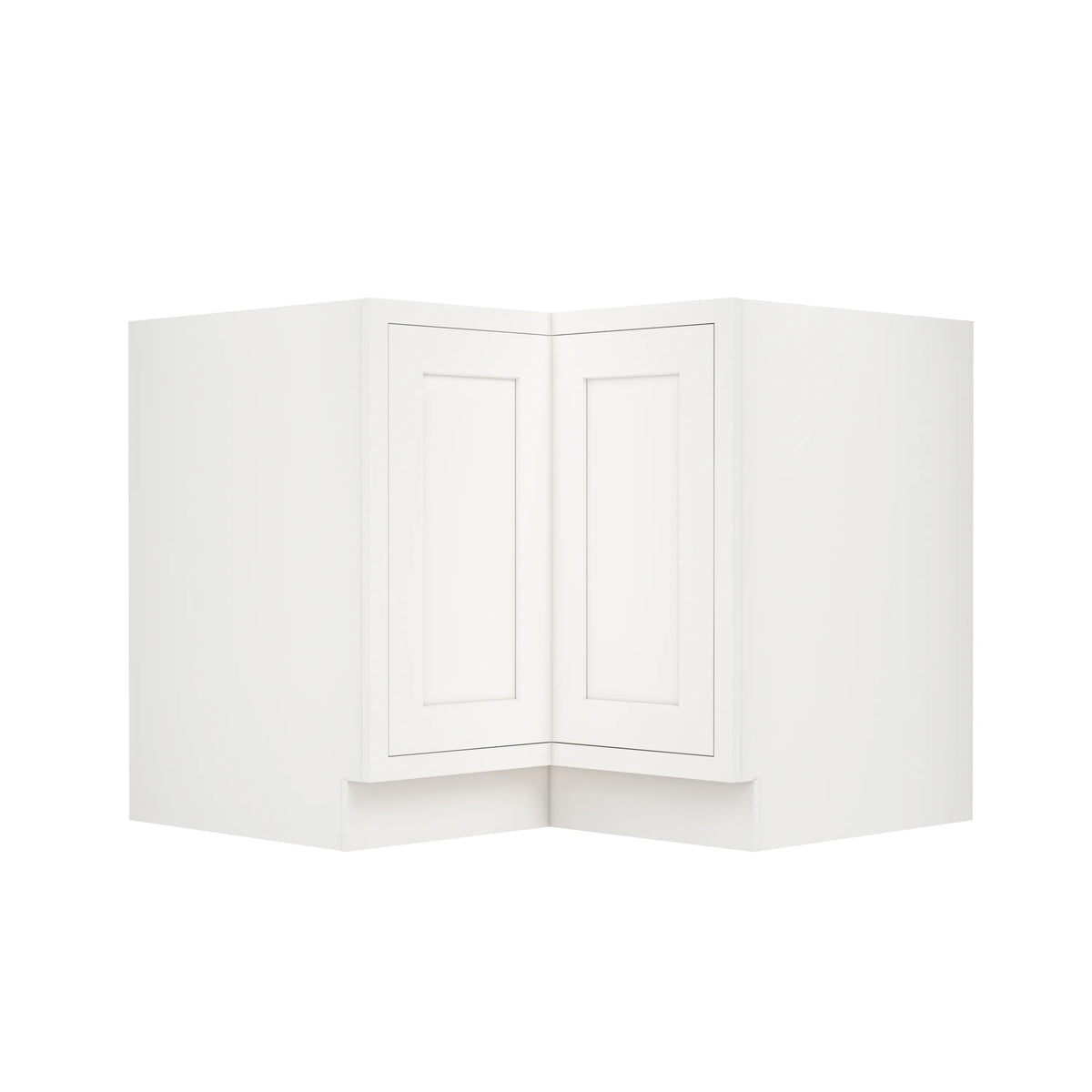 Inset Origami White RTA 34-37"W x 34.5"H x 25"D 2-Size Lazy Susan Base Cabinet with Pull-out Shelf and Bi-fold Door