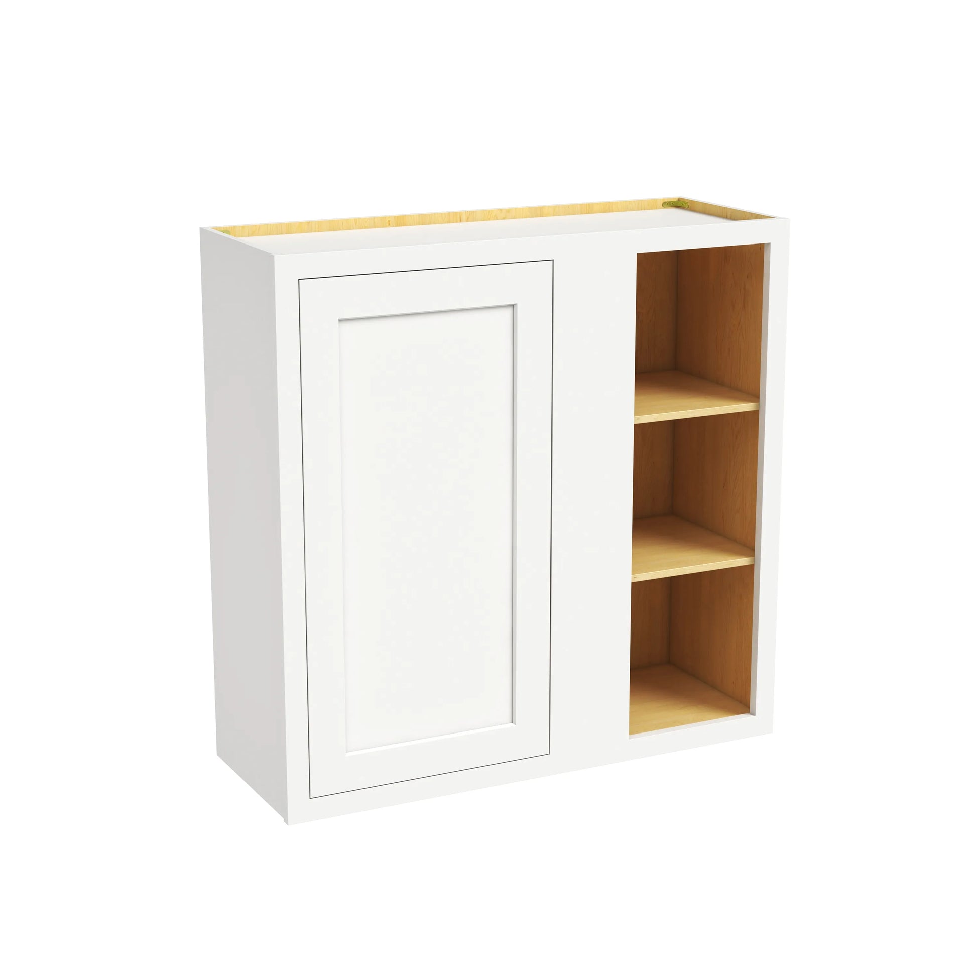 Inset Origami White RTA 36"W x 30-42"H x 13.5"D 3-Size Blind Corner Wall Cabinet with 2-3 Shelves