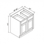 Inset Origami White RTA 39-42"W x 34.5"H x 25"D 2-Size Double Drawers Base Cabinet with 2 Doors