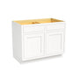 Inset Origami White RTA 39-42"W x 34.5"H x 25"D 2-Size Double Drawers Base Cabinet with 2 Doors