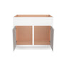 Inset Origami White RTA 39-42"W x 34.5"H x 25"D 2-Size Sink Base Cabinet with 2 Doors and 2 False Drawers