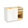 Inset Origami White RTA 40-46"W x 34.5"H x 25"D 3-Size Blind Corner Base Cabinet with 1 Door, 1 Drawer and 1 Shelf