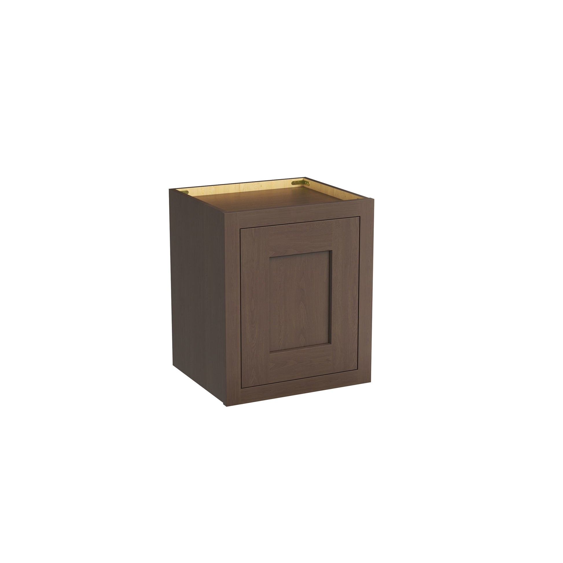 Inset Truffle Brown RTA 12-21"W x 18"H x 13.5"D 4-Size Single Door Wall Cabinet
