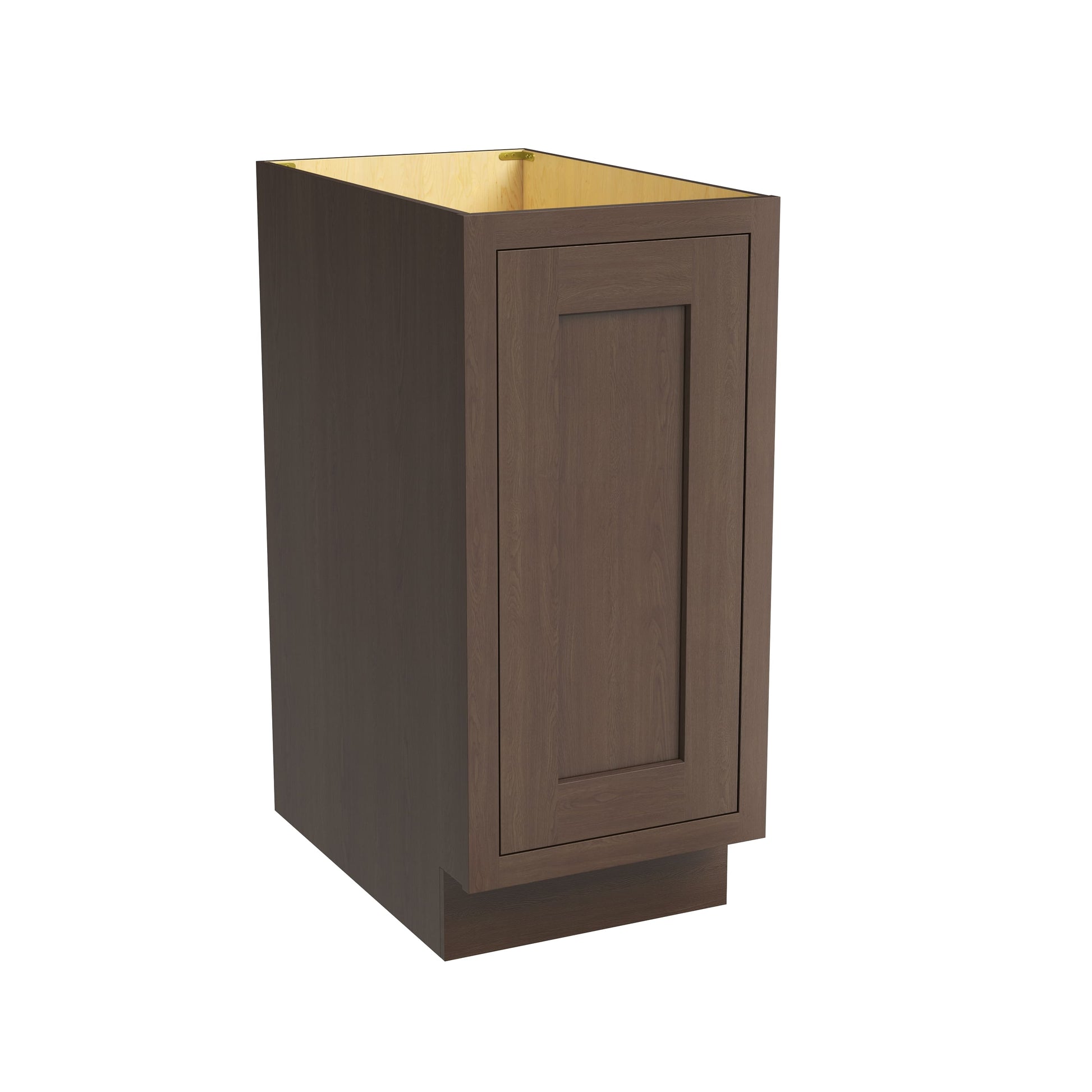 Inset Truffle Brown RTA 12-21"W x 34.5"H x 25"D 4-Size Full Height Single Door Base Cabinet