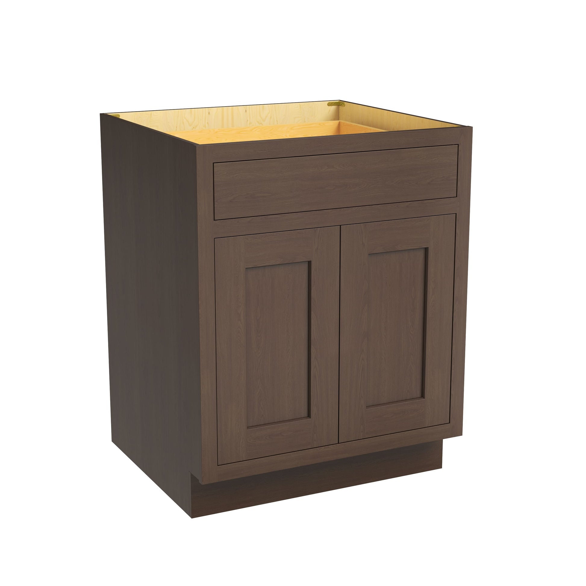 Inset Truffle Brown RTA 24-36"W x 34.5"H x 25"D 5-Size Single Drawer Base Cabinet with 2 Doors
