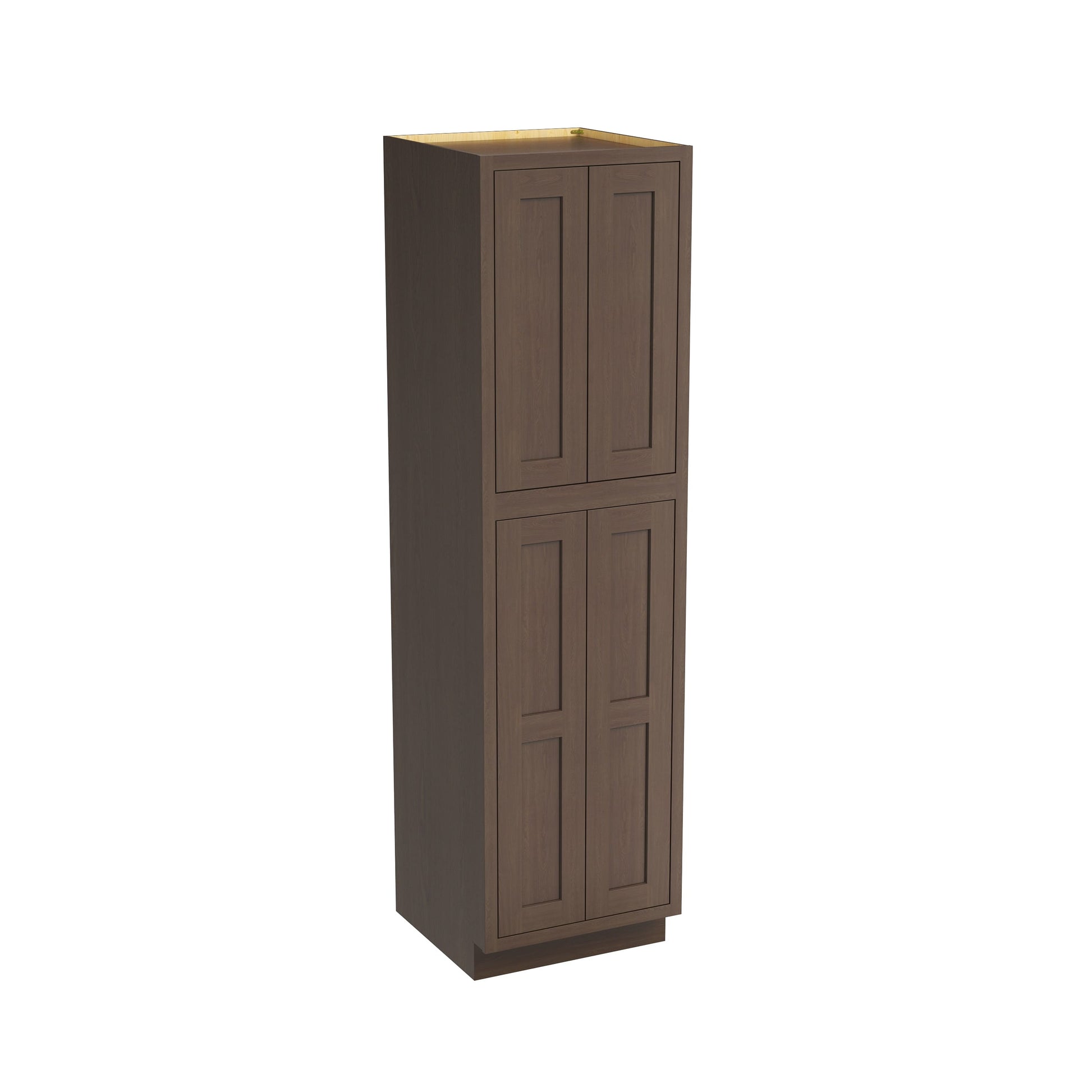 Inset Truffle Brown RTA 24-36"W x 84-96"H x 25"D 9-Size Pantry Cabinet with 4 Doors and 4 Shelves