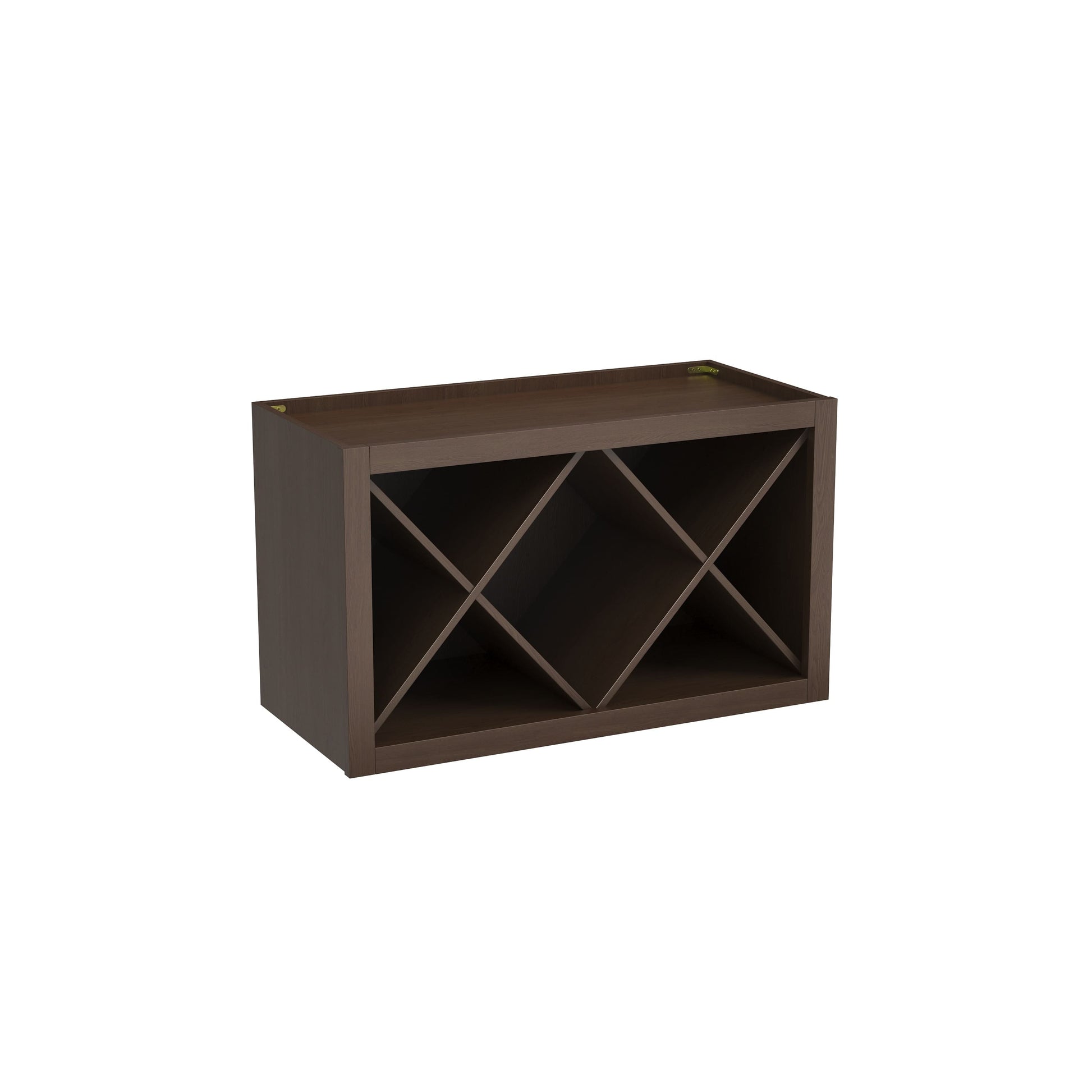 Inset Truffle Brown RTA 30-36"W x 15-18"H x 13.5"D 4-Size X-Shaped Wine Grid Wall Rack Cabinet