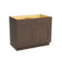 Inset Truffle Brown RTA 39-42"W x 34.5"H x 25"D 2-Size Double Drawers Base Cabinet with 2 Doors