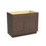 Inset Truffle Brown RTA 39-42"W x 34.5"H x 25"D 2-Size Sink Base Cabinet with 2 Doors and 2 False Drawers