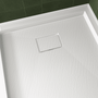 One-piece White Shower Base with Flamed Rock Slip-Resistant Surface, Left/Right Drain