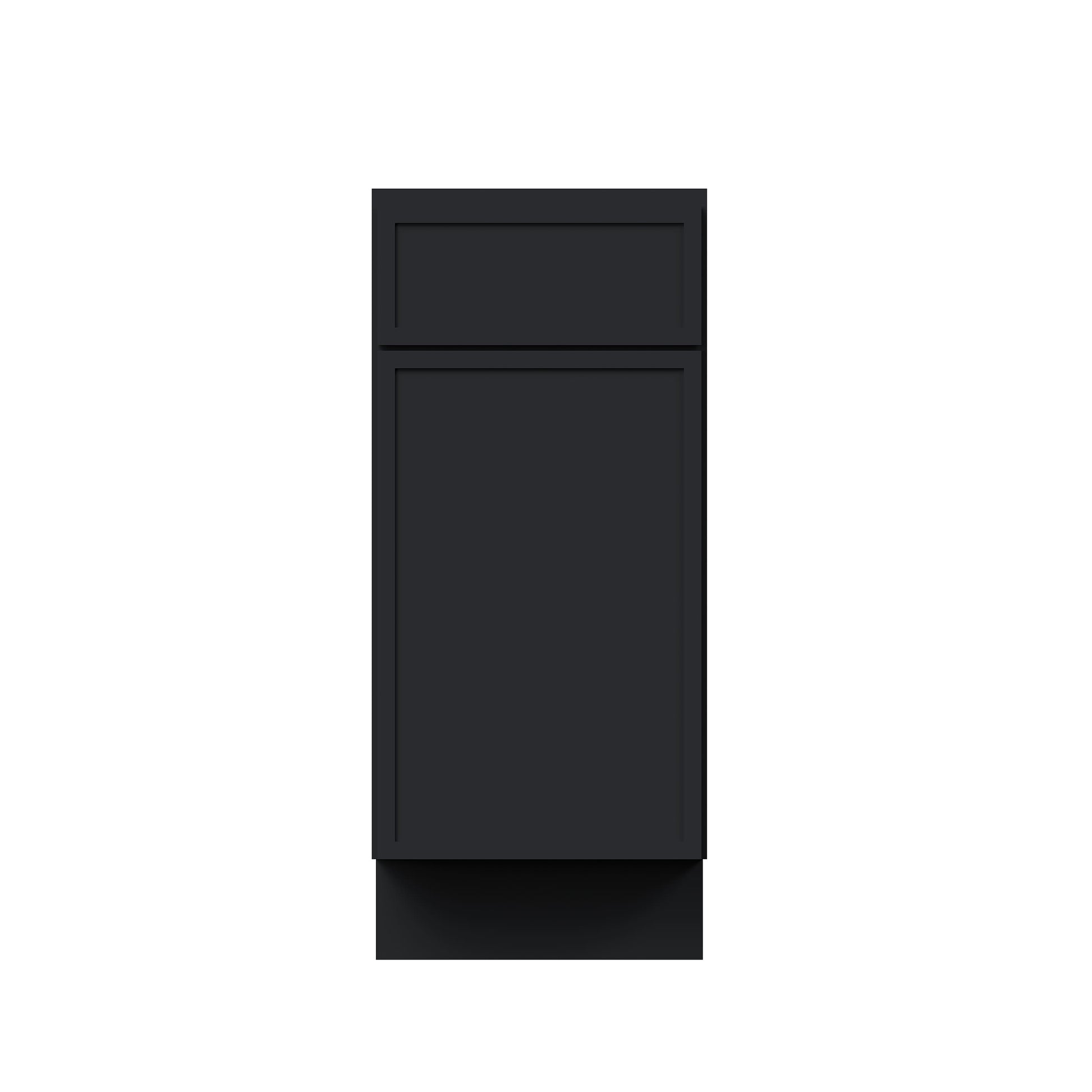 Slim Ebony Black Shaker RTA 12"/15"/18"/21"W x 34.5"H x 24"D Standard Base Cabinet with 1 Drawer and 1 Door