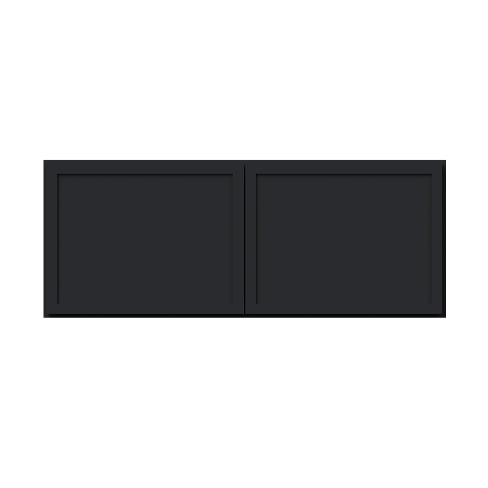 Slim Ebony Black Shaker RTA 24"-36"W x 12"-24"H x 12"D 17-Size Short Wall Cabinet with 2 Doors