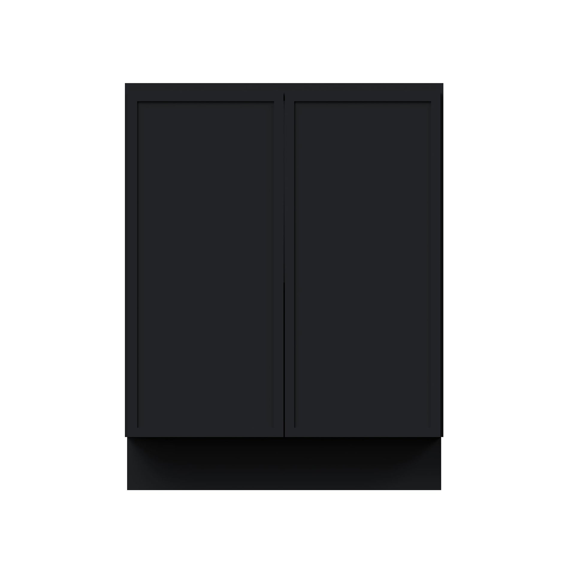 Slim Ebony Black Shaker RTA 24"-36"W x 34.5"H x 24"D 5-Size Full Height Door Base Cabinet with 2 Doors