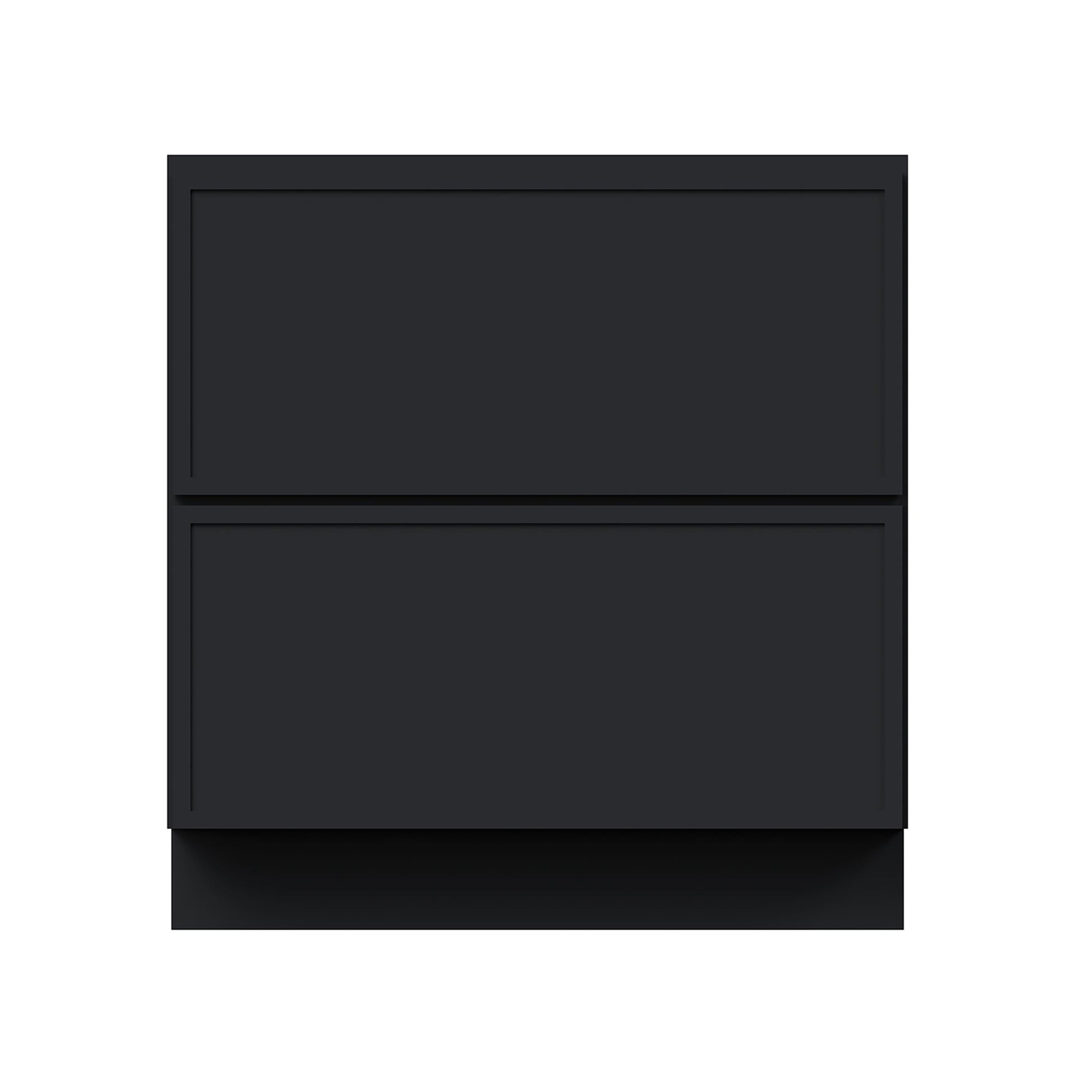 Slim Ebony Black Shaker RTA 30"/33"/36"W x 34.5"H x 24"D Drawer Base Cabinet with 2 Drawers