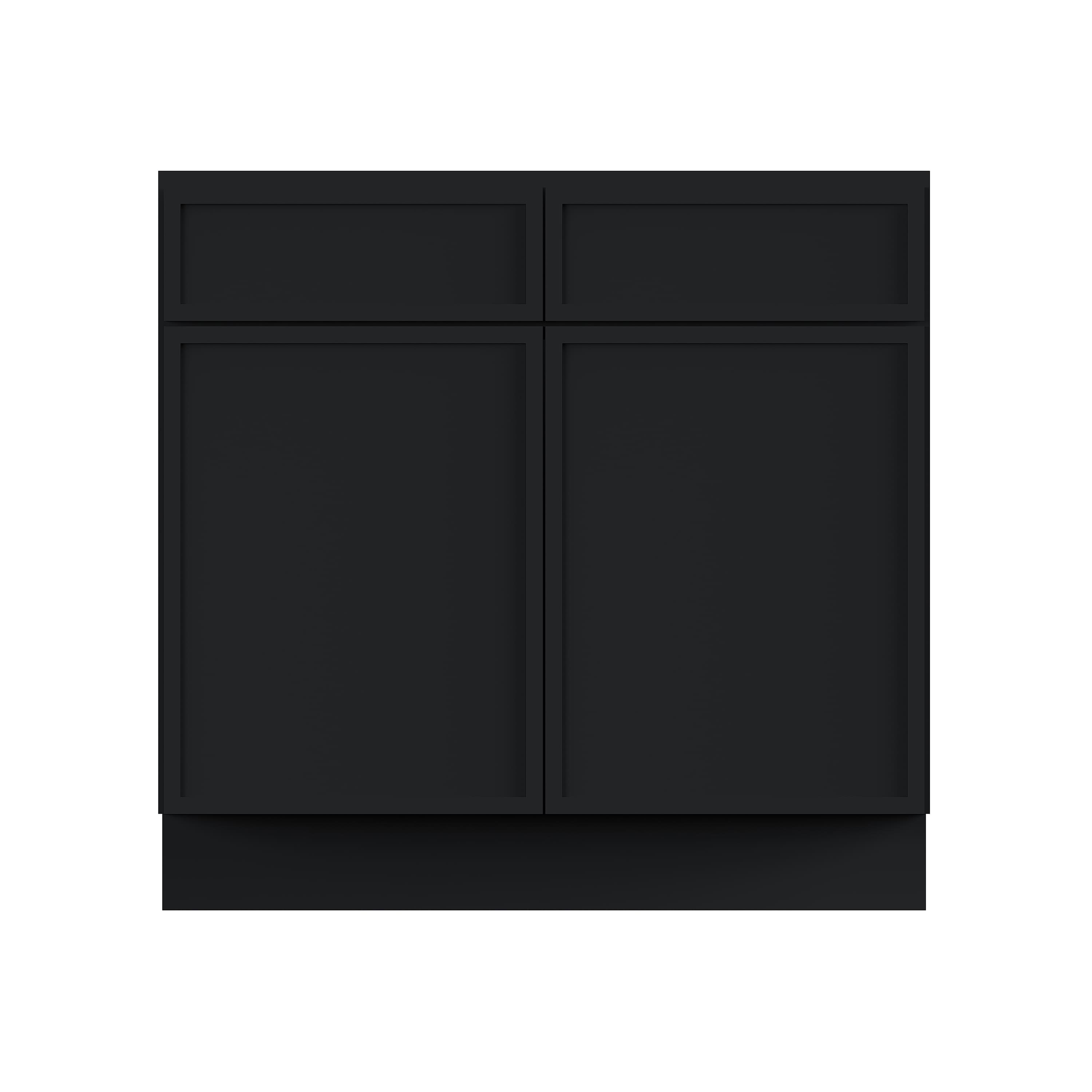 Slim Ebony Black Shaker RTA 30"/36"W x 34.5"H x 24"D Sink Base Cabinet with 2 Doors