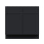 Slim Ebony Black Shaker RTA 33"/36"/39"/42"W x 34.5"H x 24"D Standard Base Cabinet with 2 Drawers and 2 Doors