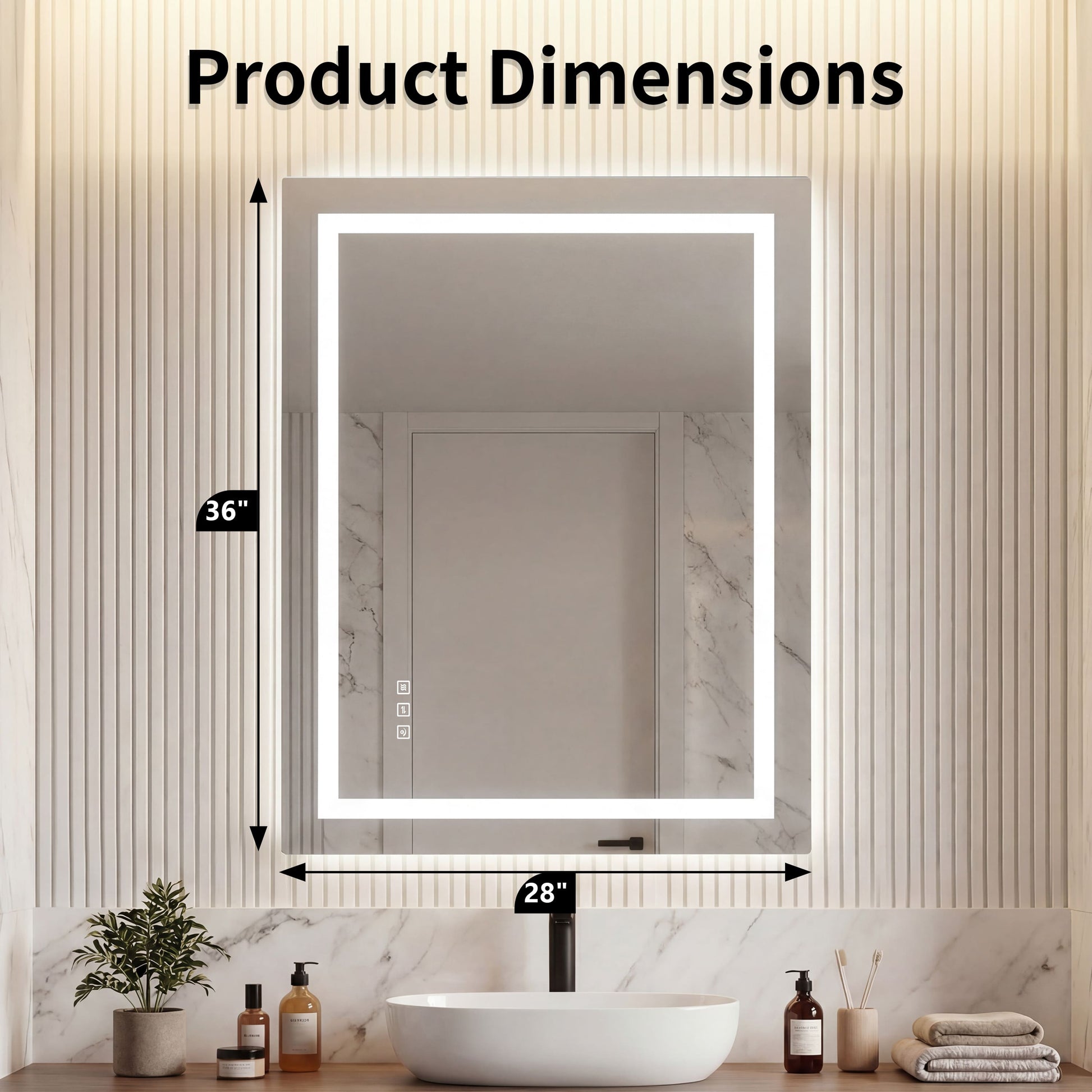 Dual Lighting LED Bathroom Mirror with Touch Dimming, Anti Fog
