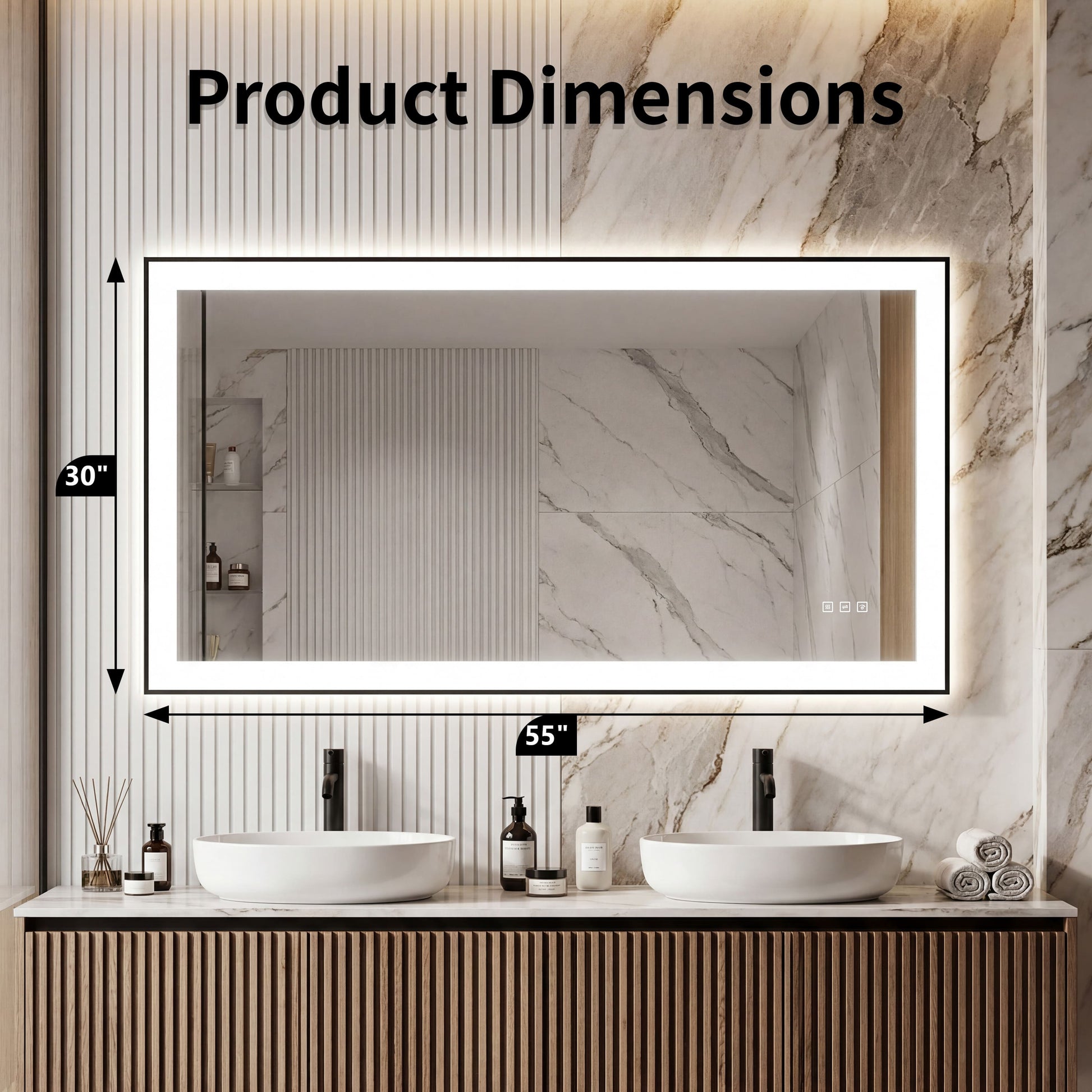 Dual Frame Layers LED Bathroom Mirror with Dual Light Strips
