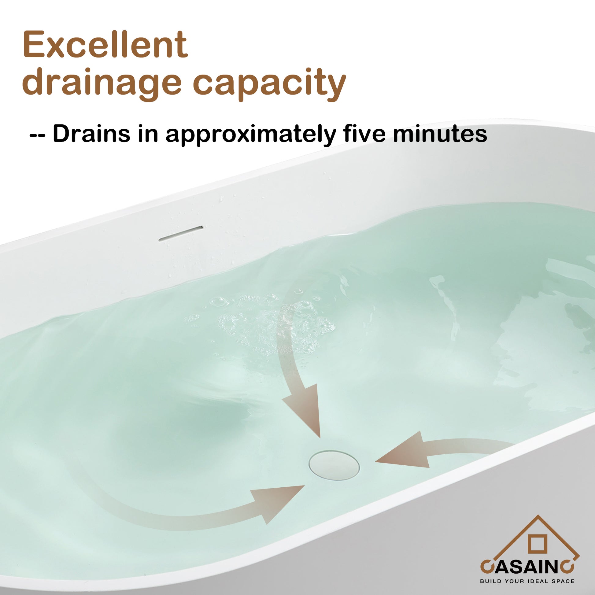 CASAINC 59/63/67/71" Solid Surface Freestanding Bathtub, Egg Shell Shaped Stone Resin Freestanding Tubs, Contemporary Oval Soaking Tub with Overflow and  Drain, Matte White