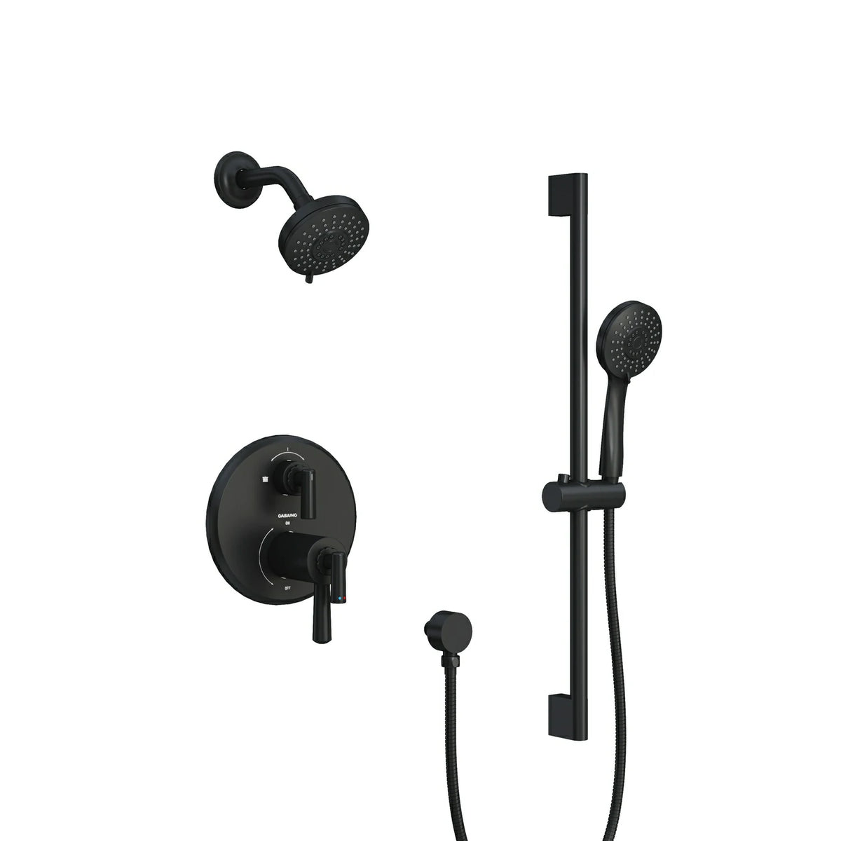 4" Matte Black Thermostatic Shower System with Coaxial Thermostatic Valve
