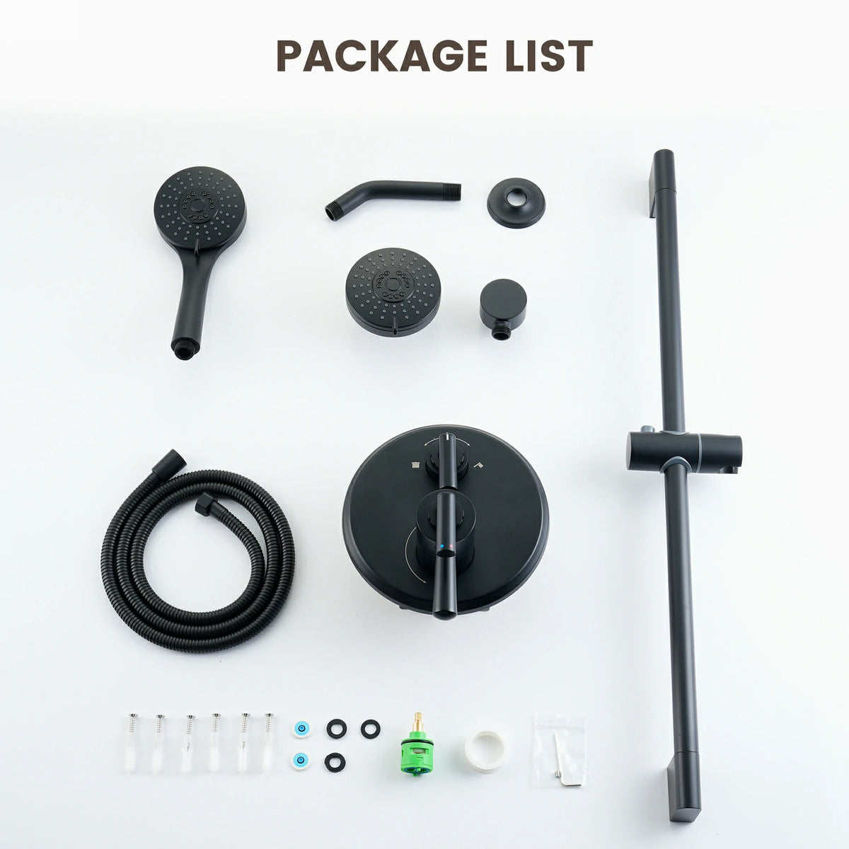 4" Matte Black Thermostatic Shower System with Coaxial Thermostatic Valve