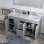 CASAINC 60 x 22 x 35.4 in. Solid Wood Bath Vanity with Marble Top and Backsplash in Gray/White (No/With Mirror)