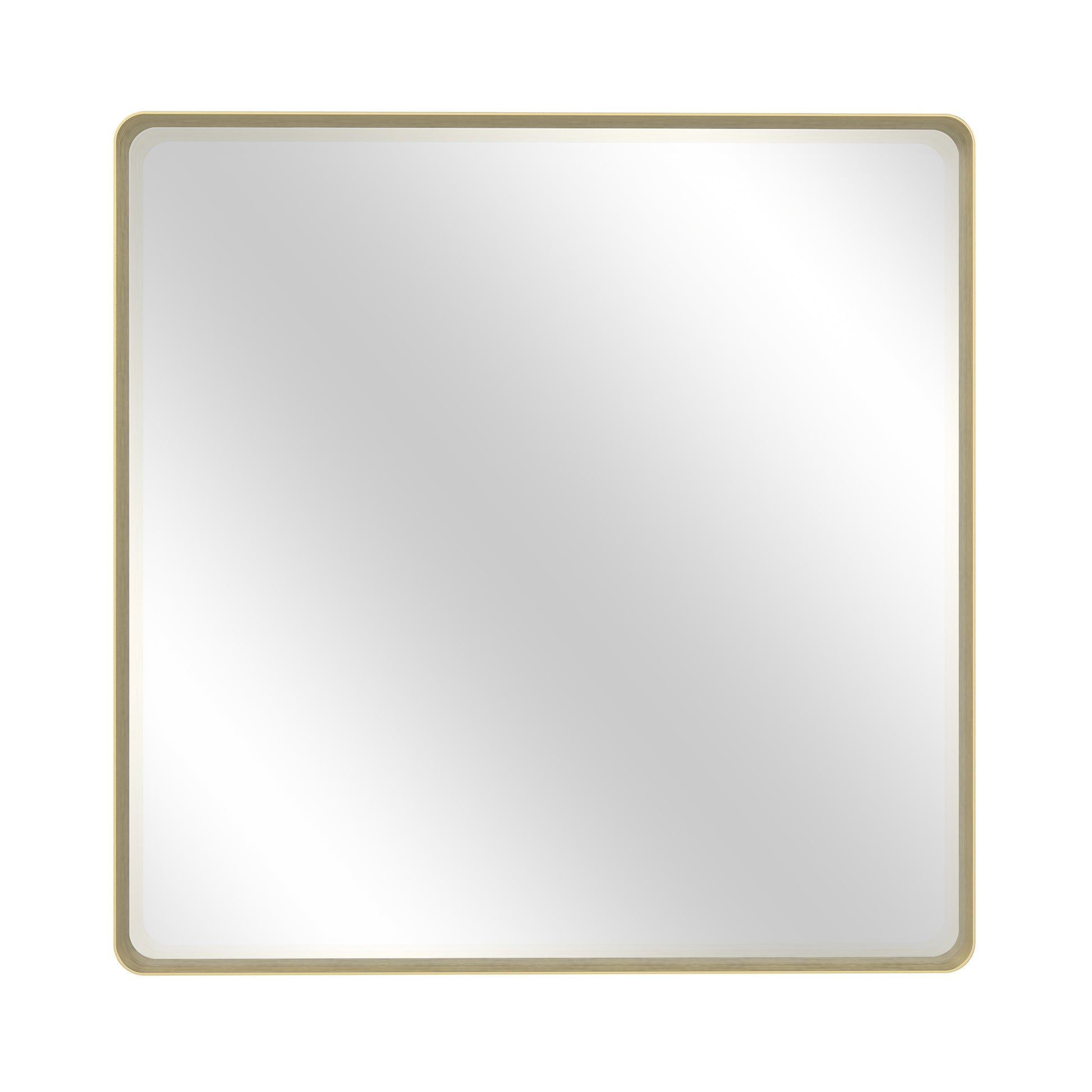 Tempered Glass Wall-Mounted Mirror with Gold Metal Frame