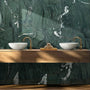 15.7" Polished Natural Marble Round Vessel Sink for Bathroom Countertops in Beige Gold/White Natural/Gray/Green