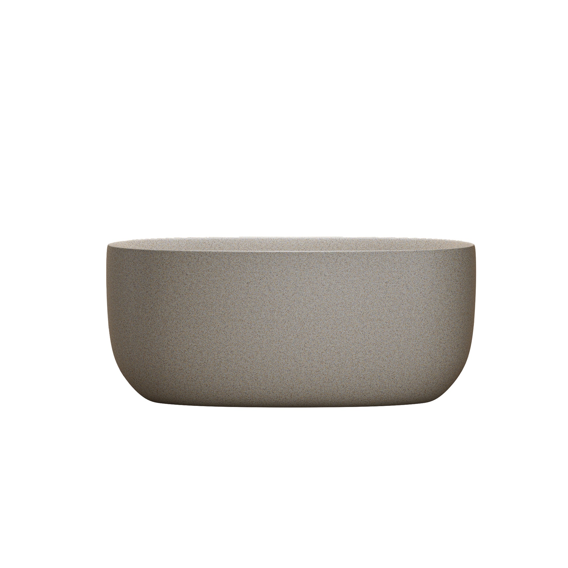 47" Freestanding Stone Resin Soaking Bathtub with One-Side Overflow, Turquoise Green/Beige/Cream Grey/Grey