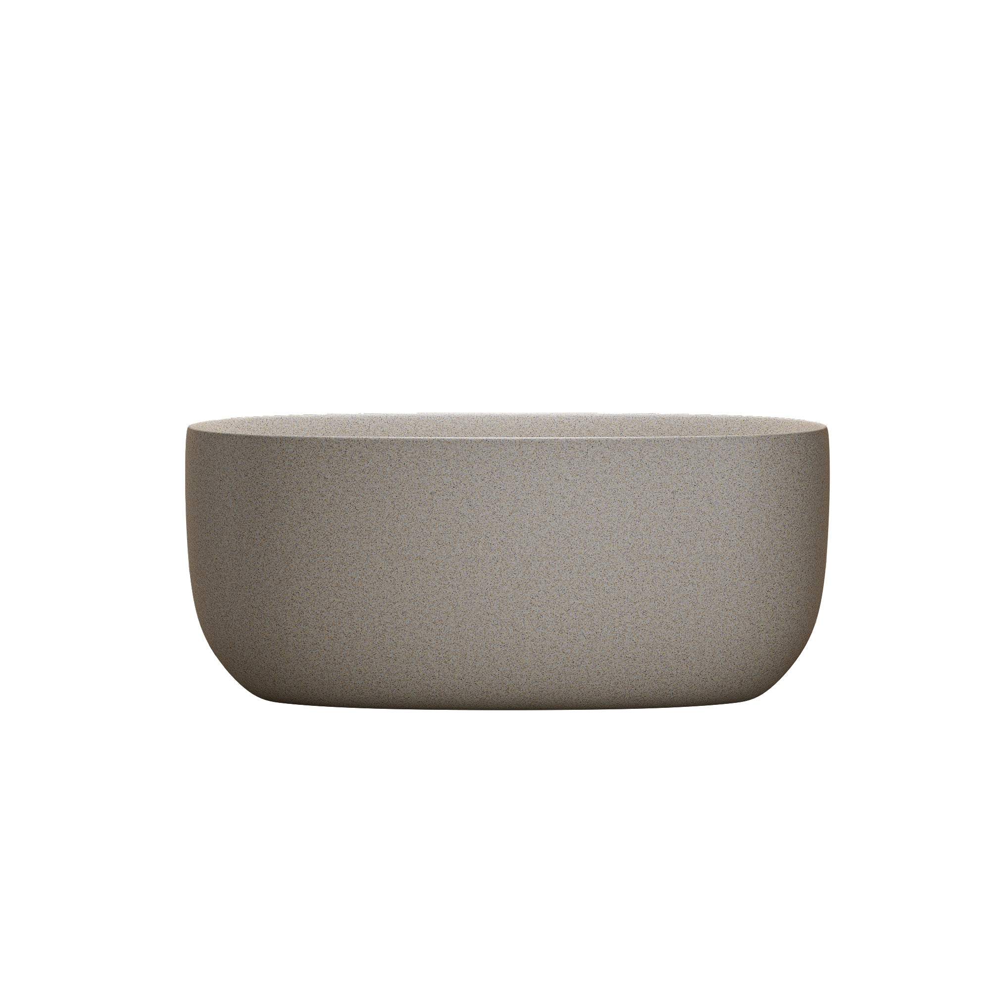 47" Freestanding Stone Resin Soaking Bathtub with One-Side Overflow, Turquoise Green/Beige/Cream Grey/Grey