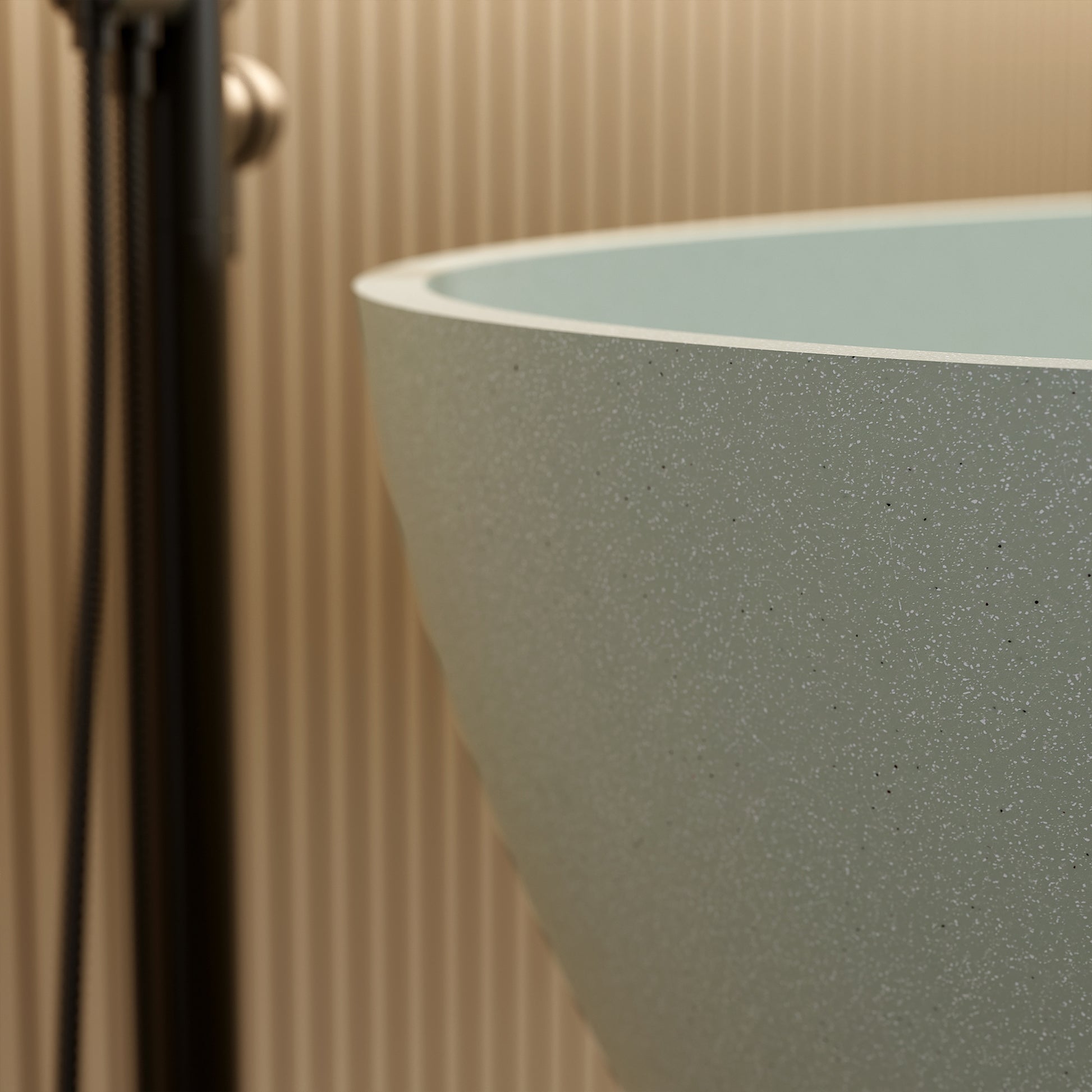 55"/59"/63"/67"/71" Turquoise Green Stone Resin Freestanding Bathtub with Center Overflow and Drain