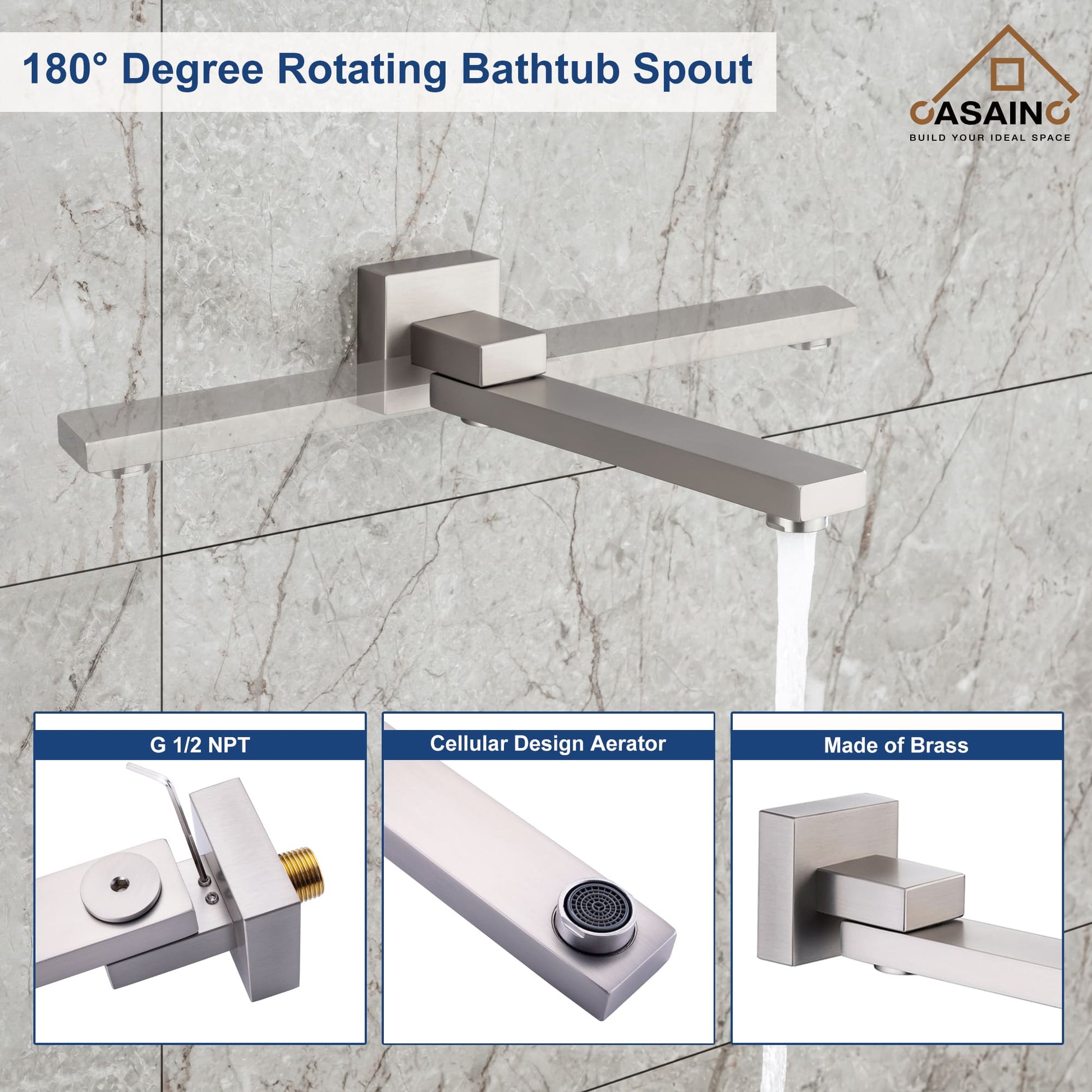 CASAINC Shower System with Rain Shower and Handheld and Tub Faucet Shower Set 